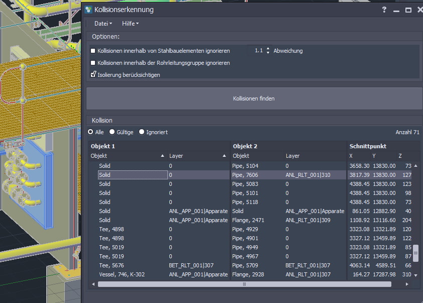 Kollisionsprüfung Plant 3D